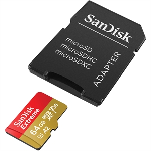 Sandisk 64GB microSD kort UHS-3 til DJI Mavic 2 og DJI Phantom 4 PRO droner